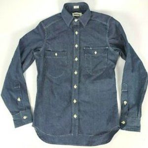 Utility shirt in pin-dot railroad stripe